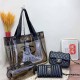 Black Street Simplicity Letter Patchwork Chains Zipper Bags