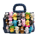Blue Daily Animal Patchwork Fold Zipper Bags