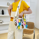 White Daily Animal Patchwork Fold Zipper Bags