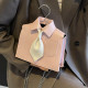 Pink Casual Solid Patchwork Contrast Bags