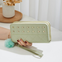 Green Daily Patchwork Hot Drill Zipper Fur Ball Bags