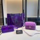 Purple Street Simplicity Letter Patchwork Chains Zipper Bags