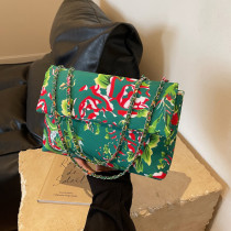 Green Bohemian Vintage Floral Contrast Bags