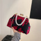 Black Red Vintage Elegant Flowers Pearl Fold Bags