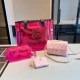Rose Pink Street Simplicity Letter Patchwork Chains Zipper Bags