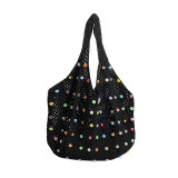 Black Daily Patchwork Pearl Weave Bags