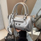 Silver Vintage Solid Rivets Zipper Bags