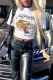 White Casual Print Patchwork O Neck T-Shirts