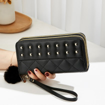 Black Daily Patchwork Hot Drill Zipper Fur Ball Bags