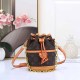 Coffee Casual Street Letter Patchwork Draw String Chains Bags