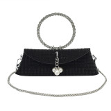 Black Elegant Formal Solid Chains Pearl Rhinestone Bags