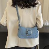 Light Blue Casual Simplicity Solid Metal Accessories Decoration Zipper Bags