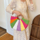 Purple Daily Color Block Patchwork Weave Bags