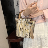 Cream White Daily Print Patchwork Bags
