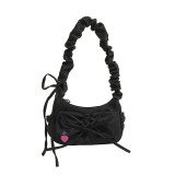 Black Daily Patchwork Draw String Zipper Bags