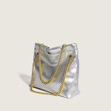 Silver Casual Simplicity Solid Chains Bags