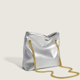 Black Casual Simplicity Solid Chains Bags