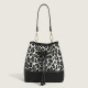 Black Vintage Leopard Patchwork Draw String Bags