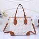 White Brown Street Elegant Letter Patchwork Zipper Bags
