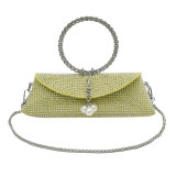 Green Yellow Elegant Formal Solid Chains Pearl Rhinestone Bags