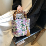 Cream White Daily Print Patchwork Bags