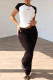 Black Casual Patchwork O Neck Short Sleeve Two Pieces