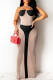 Black Sexy Bandage Hollowed Out Patchwork Backless Halter Long Dresses