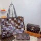 Coffee Casual Street Letter Plaid Patchwork Chains Zipper Bags
