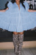 Light Blue Sweet Solid Patchwork Buckle Fold Shirt Collar Cake Skirt Dresses