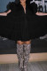 Black Sweet Solid Patchwork Buckle Fold Shirt Collar Cake Skirt Dresses