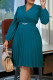 Malachite Green Elegant Solid Patchwork Pleated A Line Dresses
