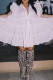 White Sweet Solid Patchwork Buckle Fold Shirt Collar Cake Skirt Dresses