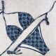 Blue Sexy Letter Bandage Swimwears