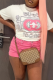 White Casual Print Letter O Neck T-Shirts