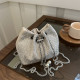 Grey Celebrities Elegant Solid Pearl Rhinestone Bags
