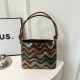 Deep Coffee Bohemian Vintage Print Ripple Bandage Contrast Bags