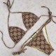 Coffee Sexy Letter Bandage Swimwears