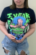 Black Casual Print Patchwork O Neck T-Shirts