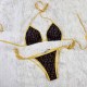 Yellow Brown Sexy Print Bandage Patchwork Swimwears