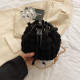 Black Sweet Daily Solid Draw String Chains Bags
