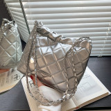 Black Daily Simplicity Rhombic Draw String Chains Bags