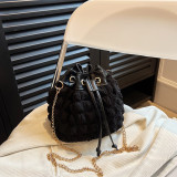 Black Sweet Daily Solid Draw String Chains Bags