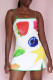 Colour Street Print Patchwork Spaghetti Strap Sling Dresses