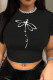 Black Casual Print Patchwork O Neck T-Shirts