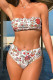 White Sportswear Print Patchwork Swimwears(With Paddings)