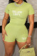 Green Sweet Print Patchwork O Neck Short Sleeve Two Pieces