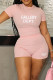 Pink Sweet Print Patchwork O Neck Short Sleeve Two Pieces