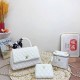 White Casual Simplicity Letter Chains Zipper Bags