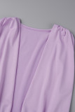 Red Sexy Solid Patchwork Fold V Neck Wrapped Skirt Dresses