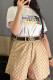 White Casual Print Letter O Neck Short Sleeve Two Pieces